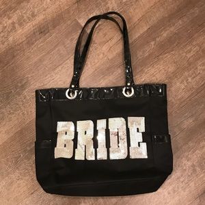 NWOT Black with silver sequence bride tote